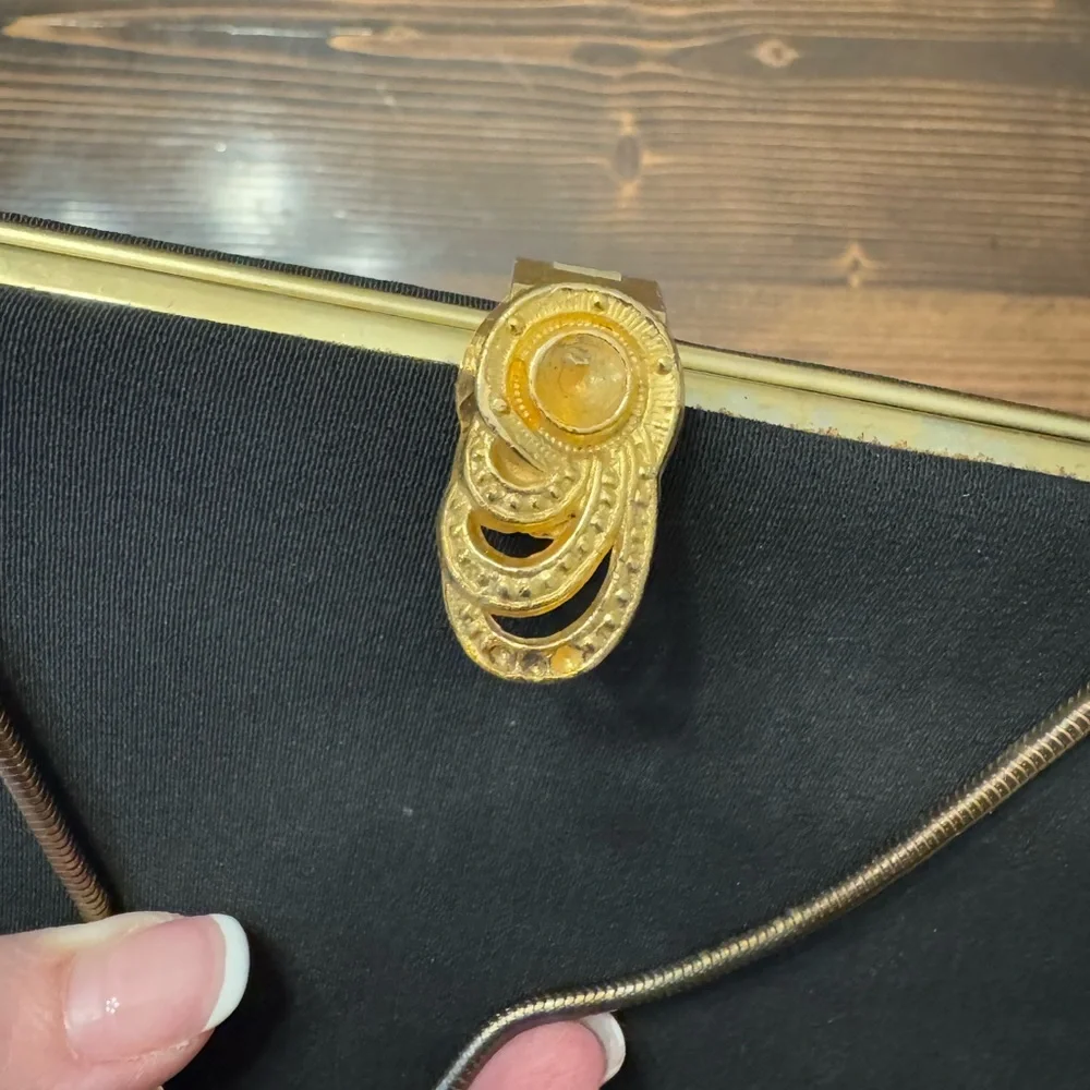 Vintage‎ Elegant Black Clutch with Gold Accents
